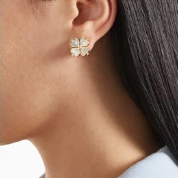 NWT Kate Spade Legacy Logo Stud Earrings in Gold-plated Sterling Silver Dust Bag - Picture 2 of 9